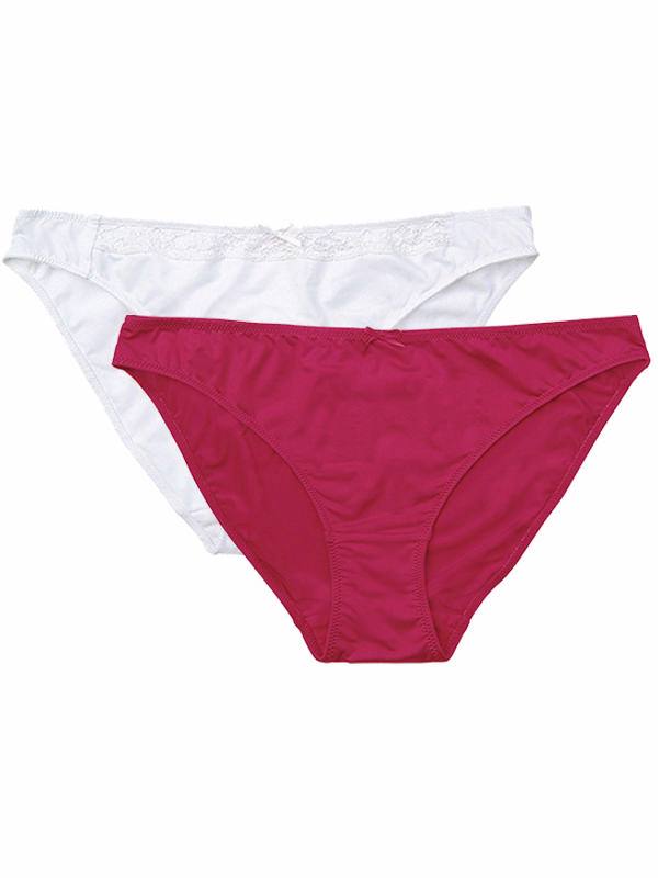 Mariemeili Womens Bikini Briefs Pack Of 2 MMS13hb0148a2 (Cherry Red & White)