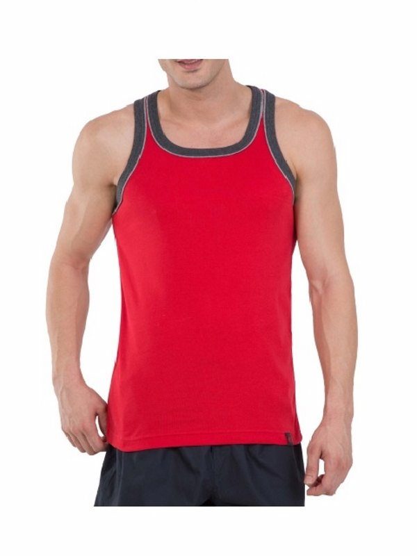 Jockey Men’s Fashion Power Vest- 9925 (Team Red & Charcoal Melange)