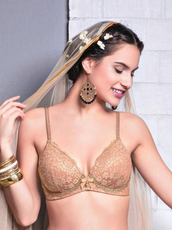 Enamor women's glitzier bridal bra on -Skin
