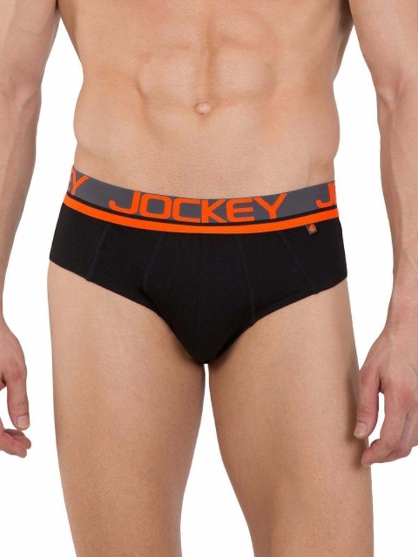 Jockey Men’s Cotton Bold Brief- FP01 (Black & Neon Orange)
