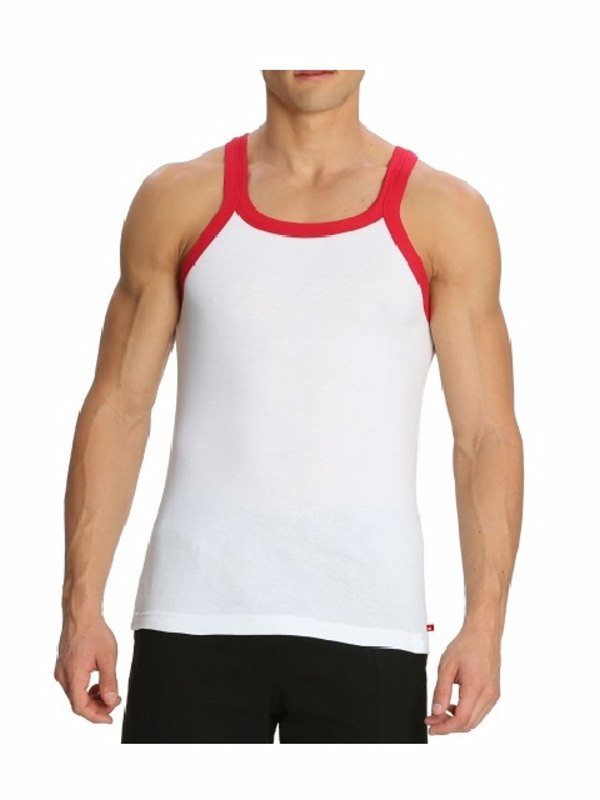 Jockey Men’s Fashion Vest- US27 (White & Red Bias)