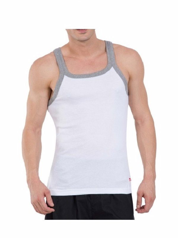Jockey Men’s Fashion Vest- US27 (White & Grey Melange)