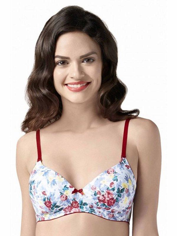 Amante Padded Wire-free Full Coverage Bra 27601 (Red Dahlia,Monochrome Floral)
