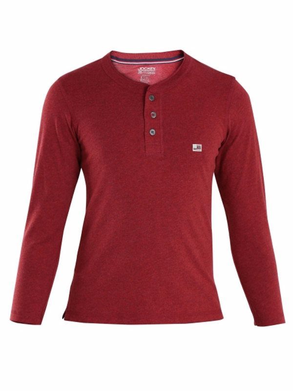 Jockey Boys Henley T-Shirt Long Sleeve- UB14 (Red Melange)